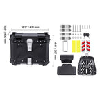 Motorcycle Top Case, Universal Aluminum Alloy Motorbike Tail Box with Leather Lining, 55L Waterproof Detachable Motorcycle Top Box with Lock & Back Cushion, Fit for 99% of Motorcycle Frames