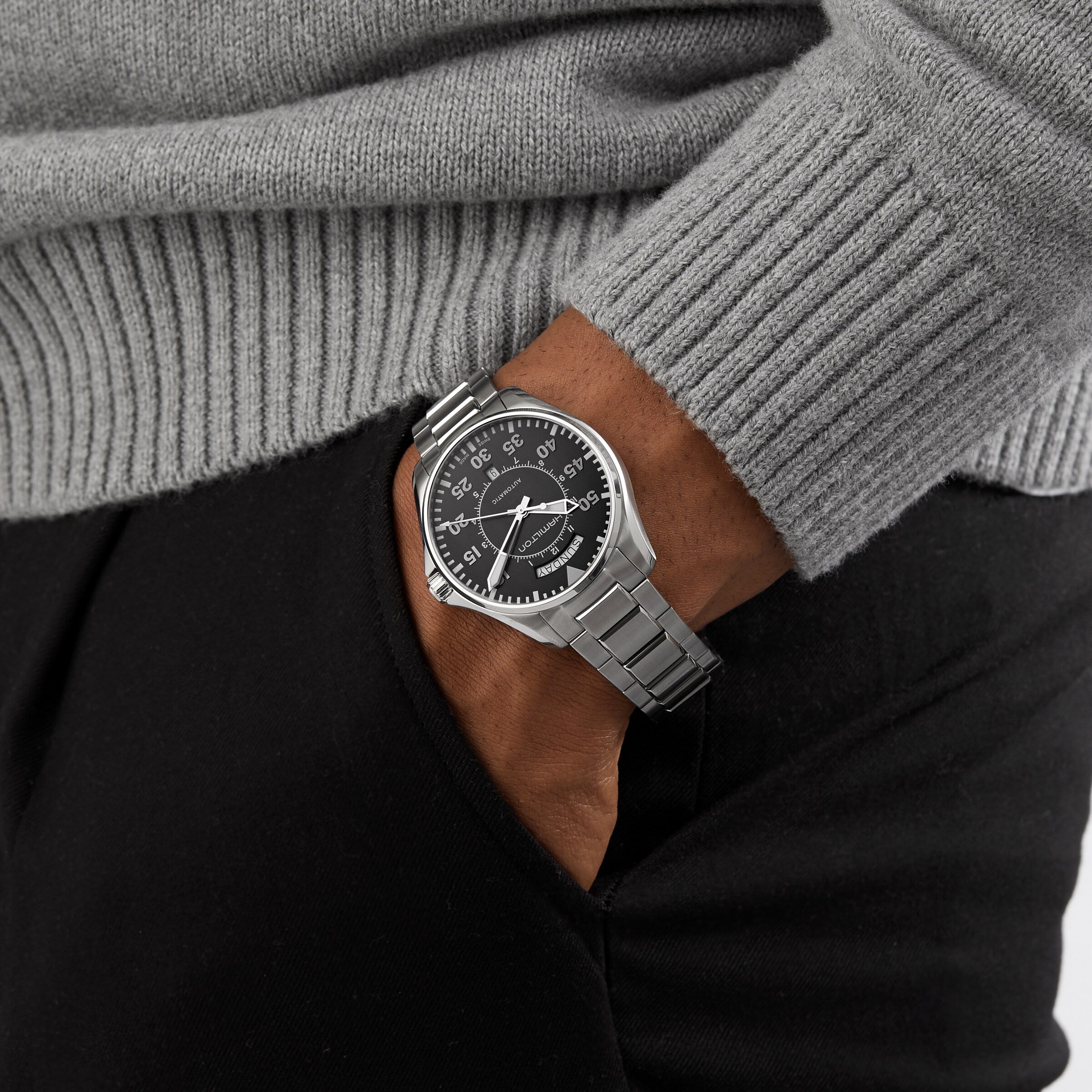 Khaki Aviation Pilot Day Date Auto