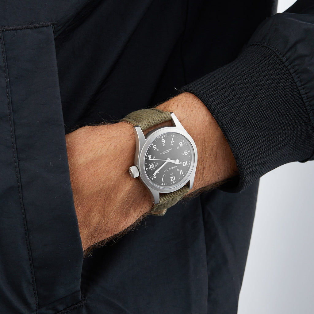 Khaki Field Mechanical | 38mm, Handwinding, Steel, Canvas