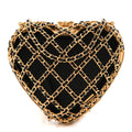 Metal Lambskin Quilted CC Heart Minaudiere Crossbody Black