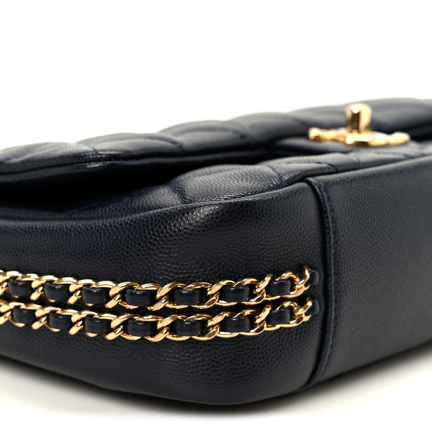Caviar Quilted Small CC You Flap Navy