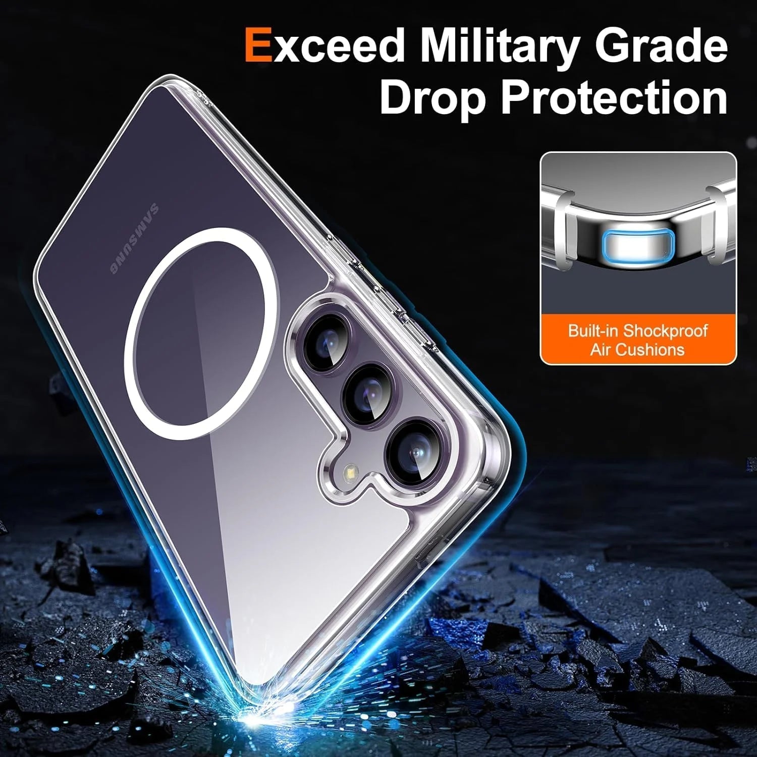 Entronix [Magnetic] Case Compatible with Galaxy S25 - [Hard Back] Slim Clear