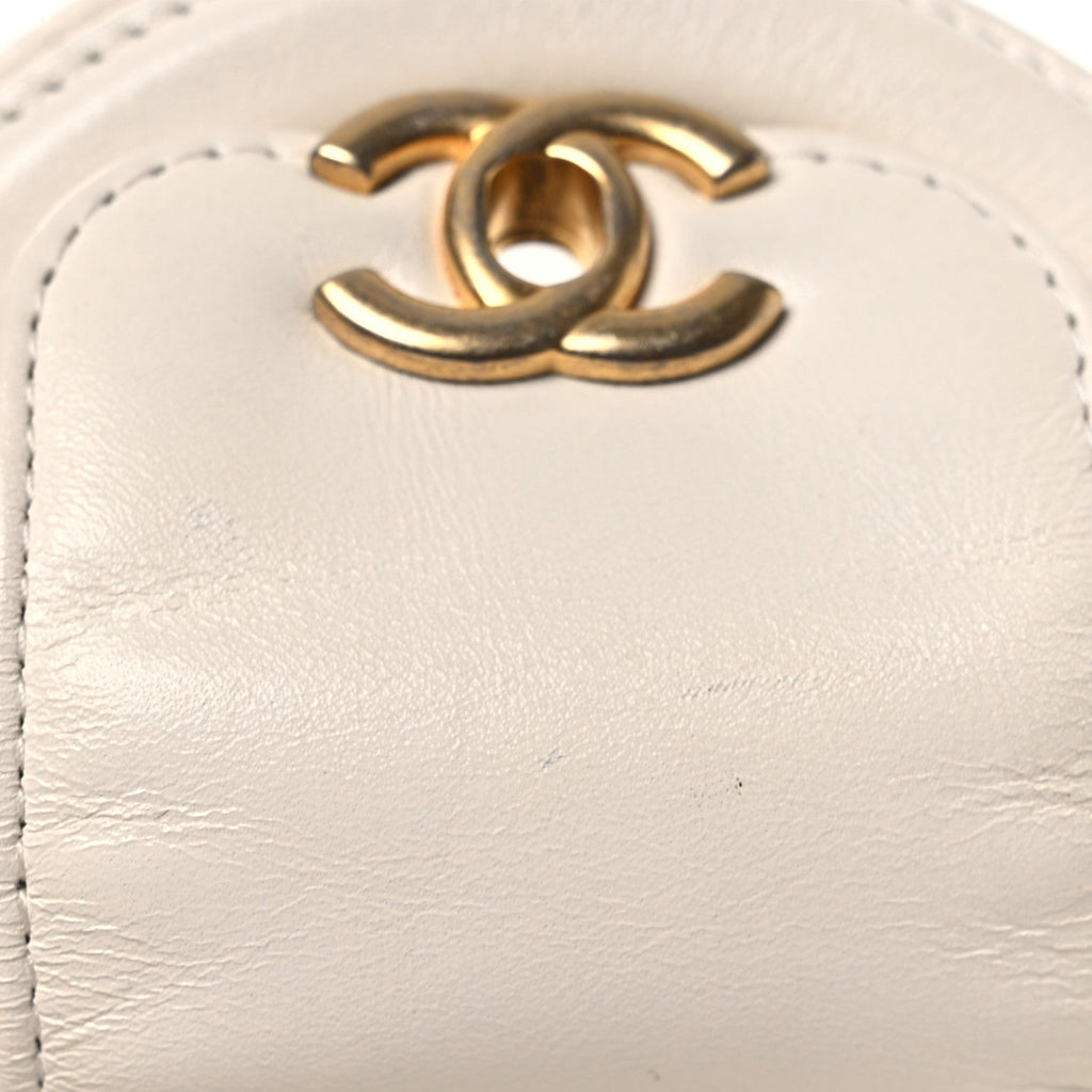 Shiny Aged Calfskin Quilted Mini Nano Kelly Shopper White