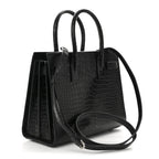 Calfskin Crocodile Embossed Baby Sac De Jour Black