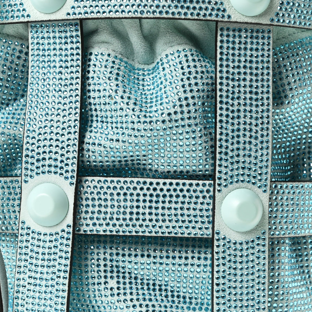 Calfskin Crystal Small Cage Bag Blue
