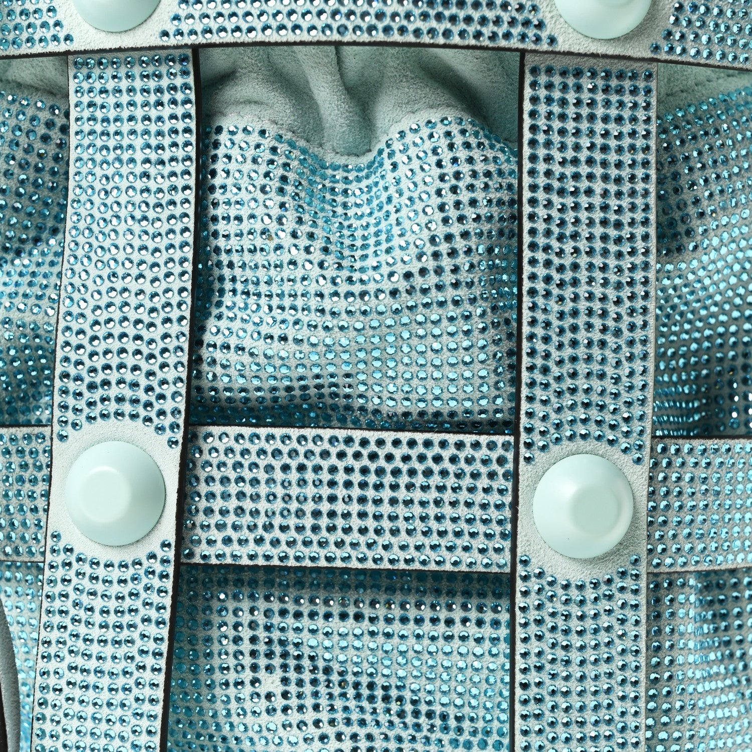 Calfskin Crystal Small Cage Bag Blue