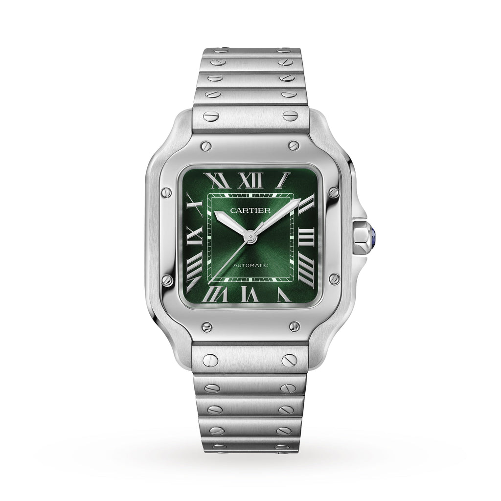 Santos de Cartier Medium Model | 35mm, Stainless Steel, Green Dial