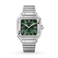 Santos de Cartier Medium Model | 35mm, Stainless Steel, Green Dial