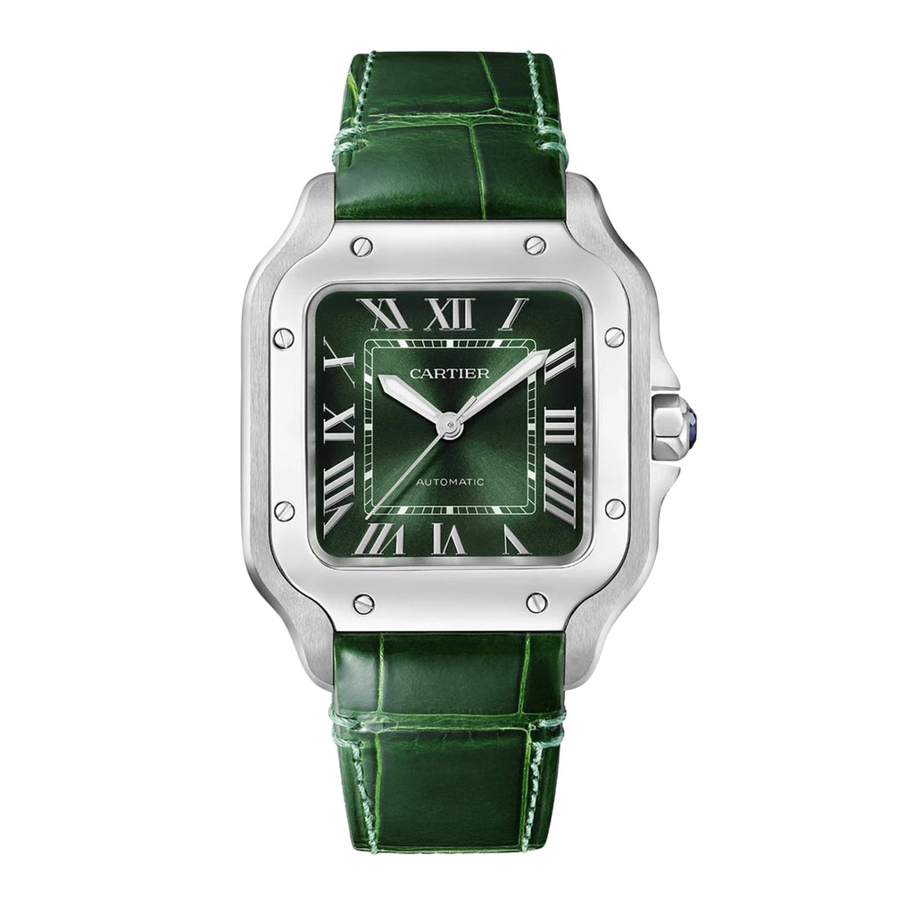 Santos de Cartier Medium Model | 35mm, Stainless Steel, Green Dial