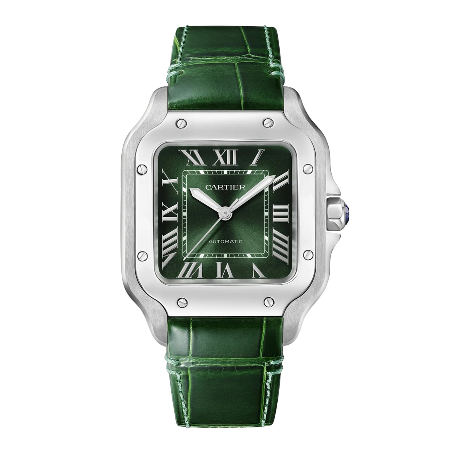 Santos de Cartier Medium Model | 35mm, Stainless Steel, Green Dial