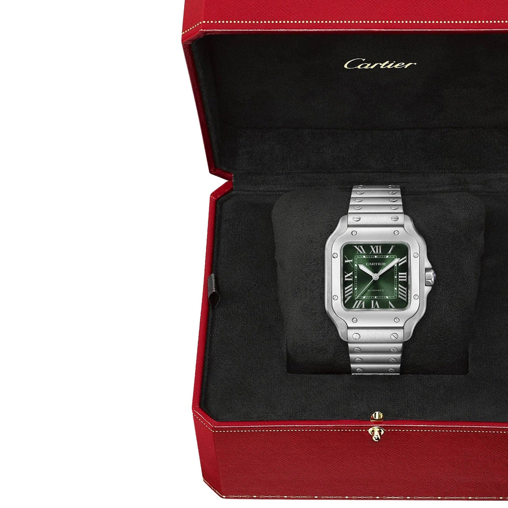 Santos de Cartier Medium Model | 35mm, Stainless Steel, Green Dial