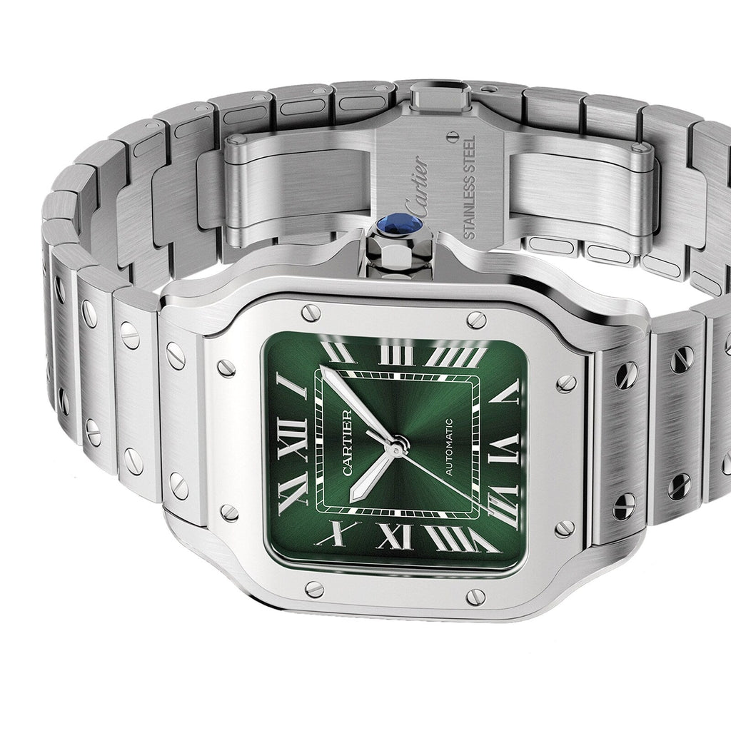 Santos de Cartier Medium Model | 35mm, Stainless Steel, Green Dial