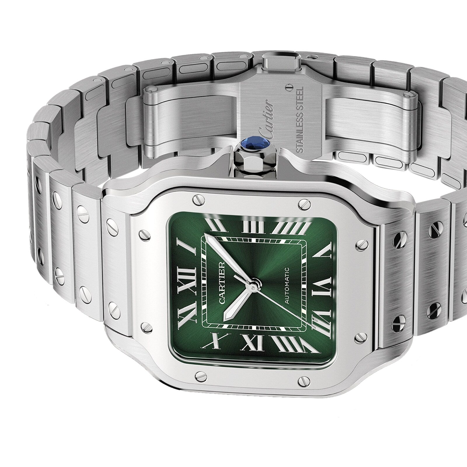 Santos de Cartier Medium Model | 35mm, Stainless Steel, Green Dial
