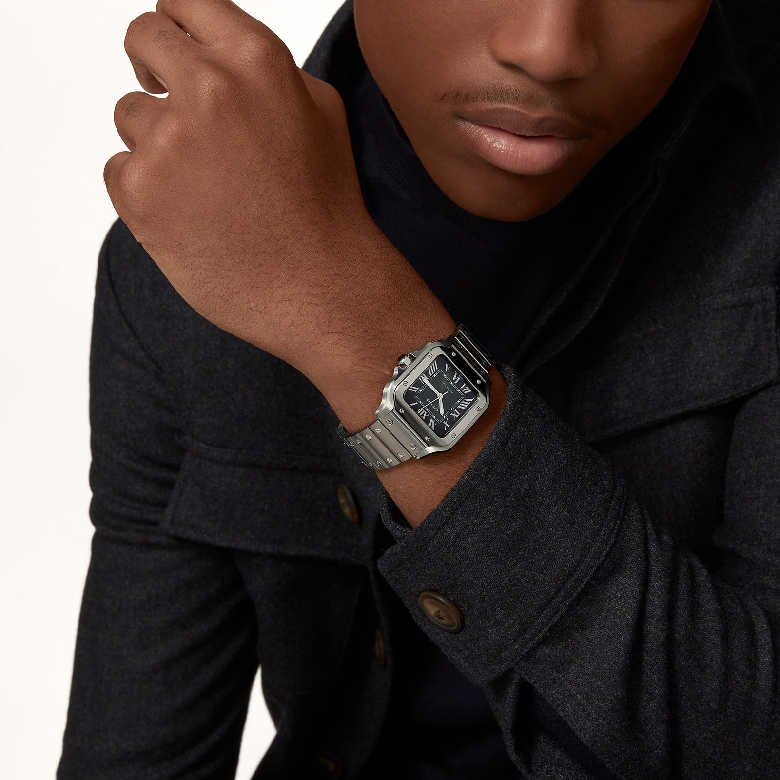 Santos de Cartier Medium Model | 35mm, Stainless Steel, Green Dial