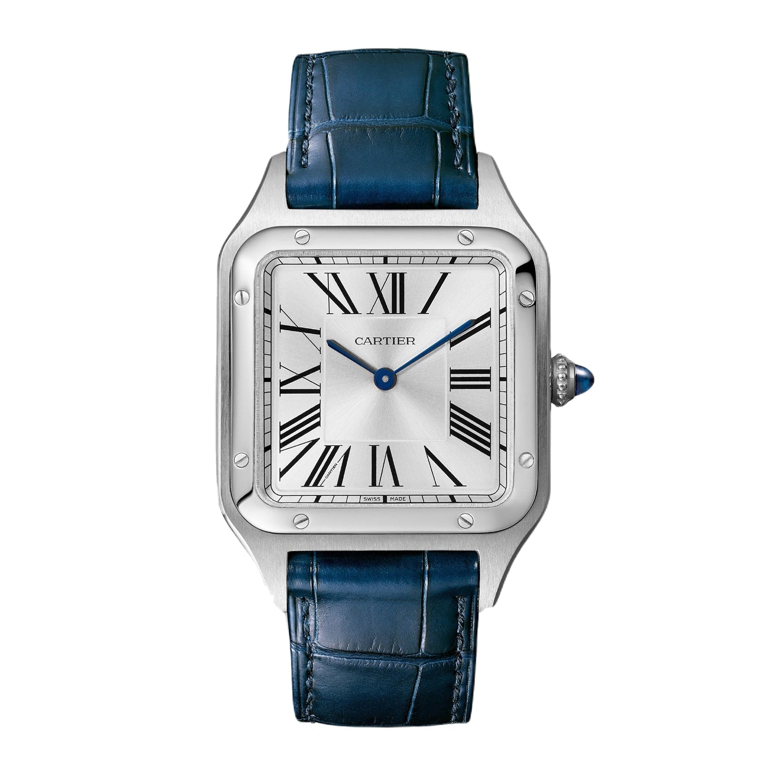 Santos-Dumont Large Model | 31mm, Alligator Leather, Silver Dial