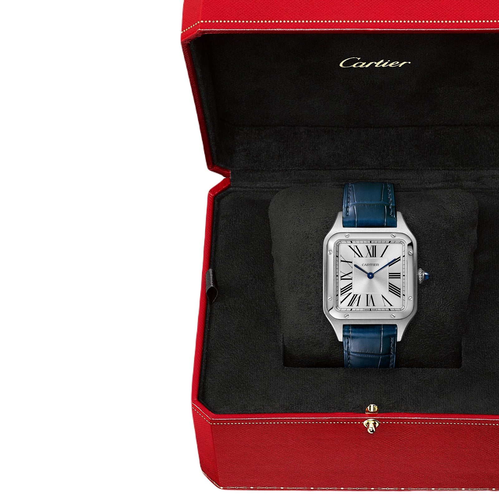 Santos-Dumont Large Model | 31mm, Alligator Leather, Silver Dial