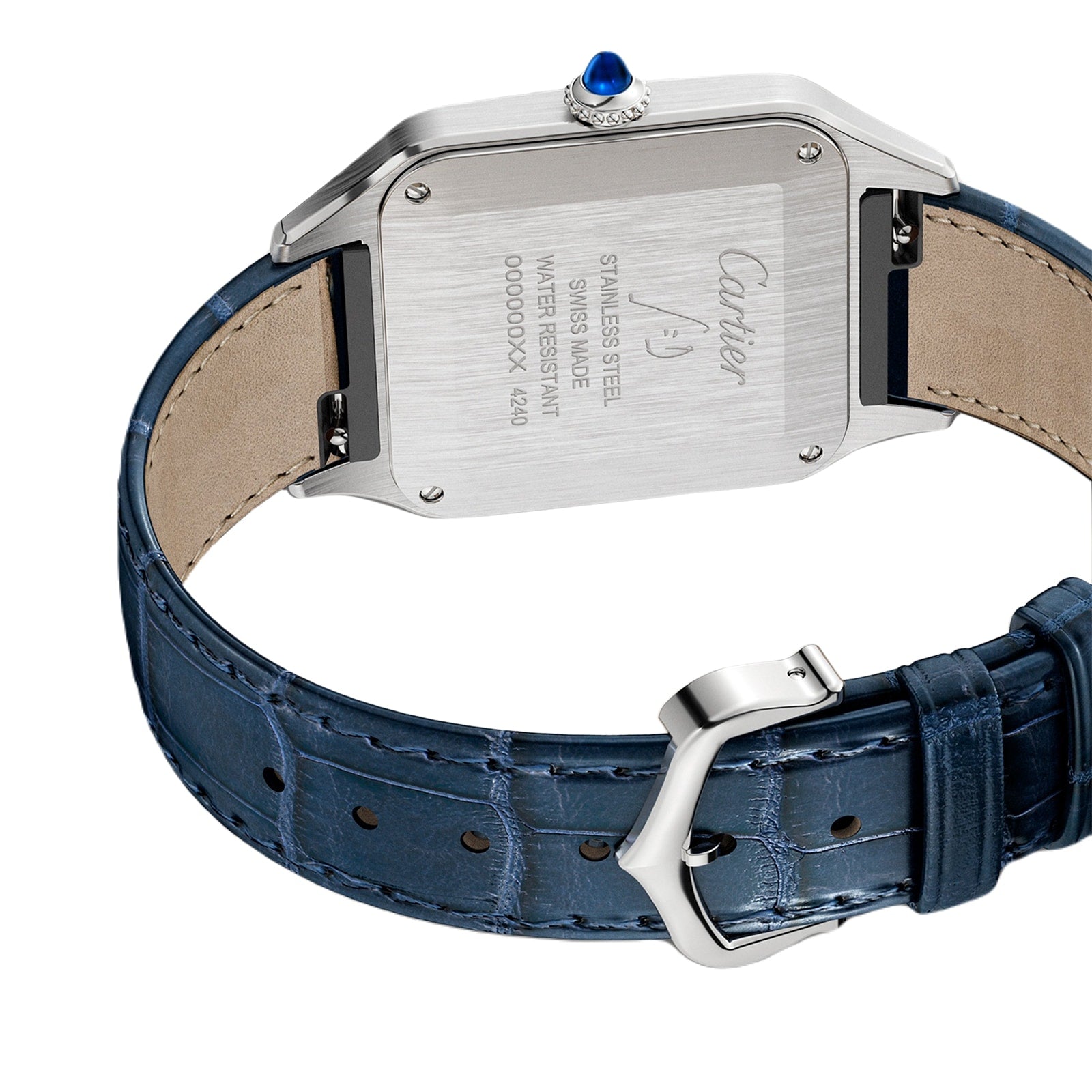 Santos-Dumont Large Model | 31mm, Alligator Leather, Silver Dial