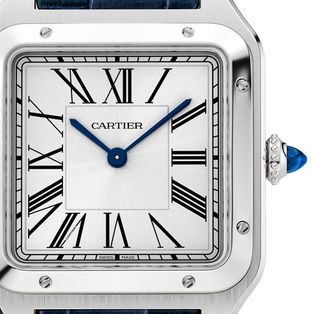 Santos-Dumont Large Model | 31mm, Alligator Leather, Silver Dial