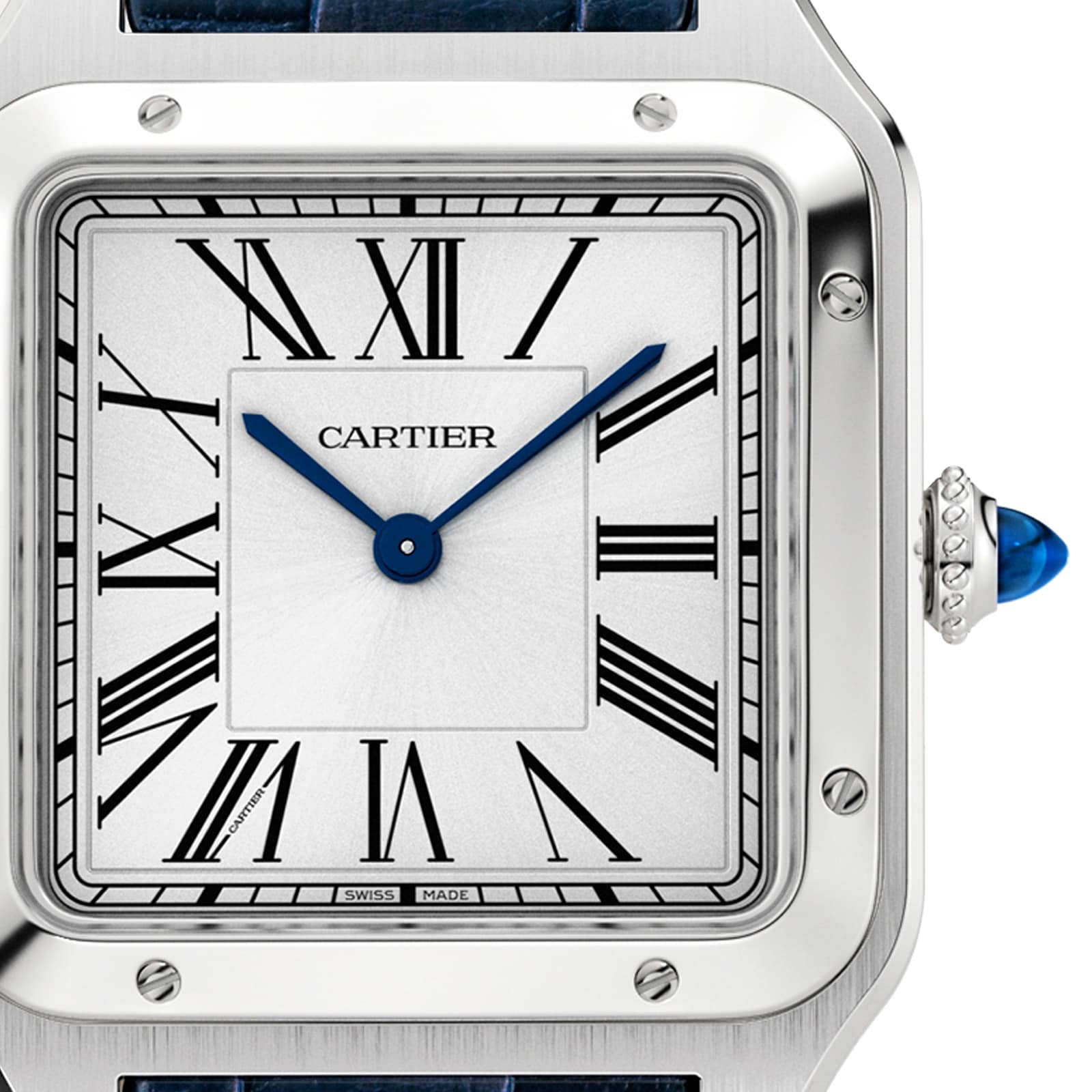 Santos-Dumont Large Model | 31mm, Alligator Leather, Silver Dial