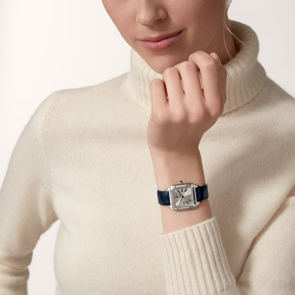 Santos-Dumont | 27mm, Stainless Steel, Alligator Leather, Silver Dial