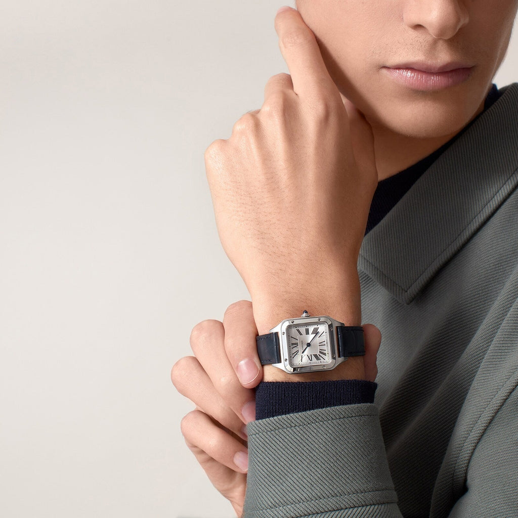 Santos-Dumont | 27mm, Stainless Steel, Alligator Leather, Silver Dial