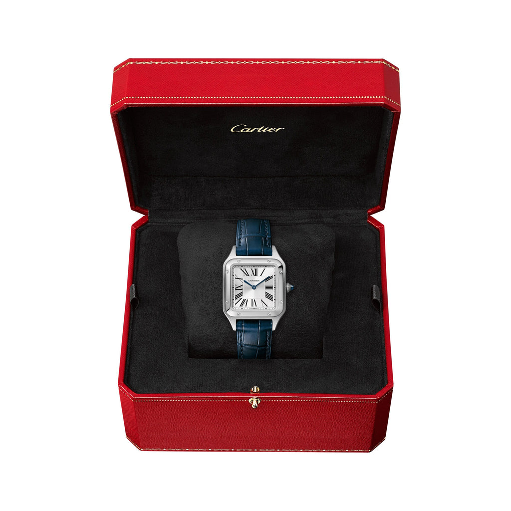 Santos-Dumont | 27mm, Stainless Steel, Alligator Leather, Silver Dial