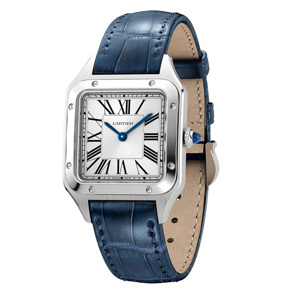 Santos-Dumont | 27mm, Stainless Steel, Alligator Leather, Silver Dial