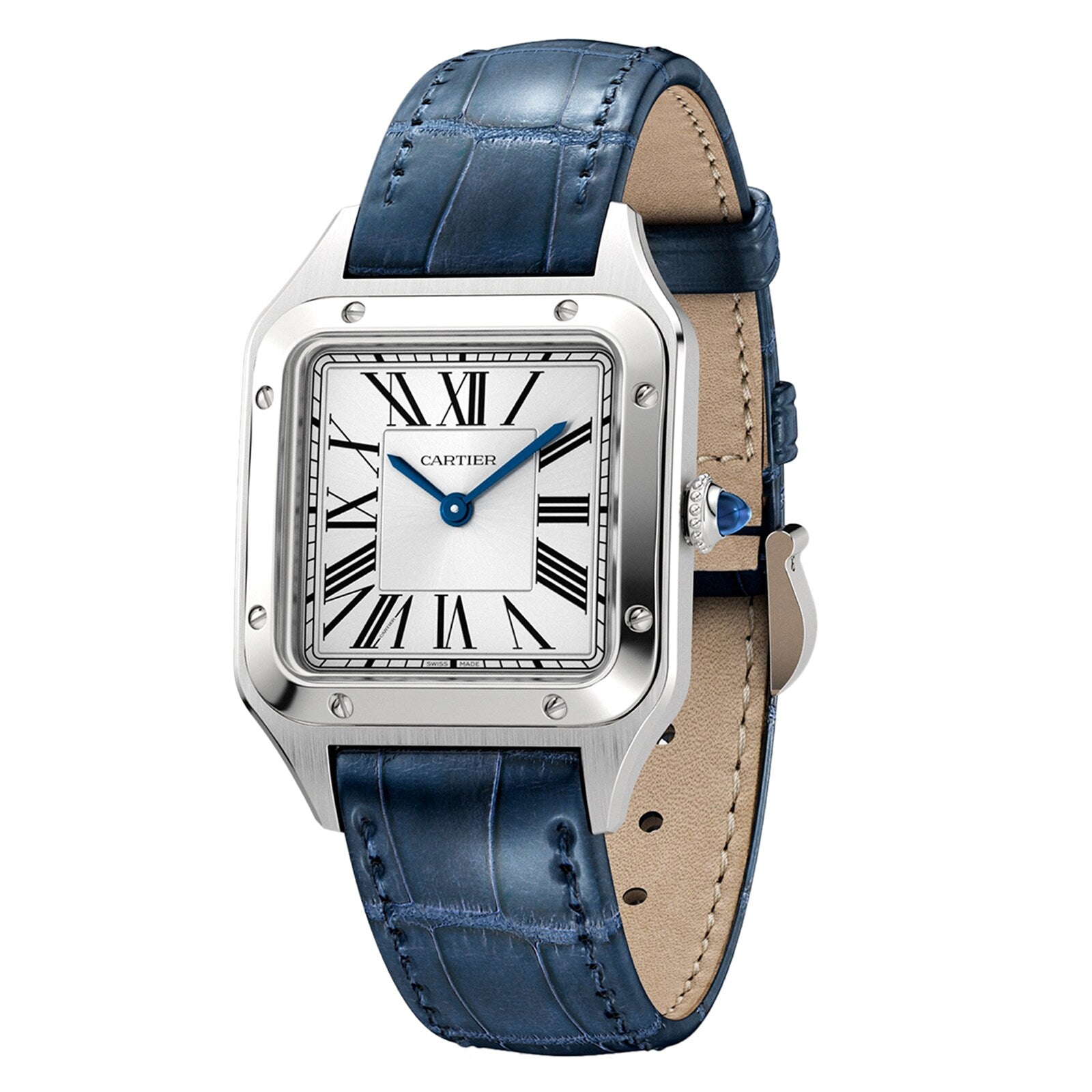 Santos-Dumont | 27mm, Stainless Steel, Alligator Leather, Silver Dial