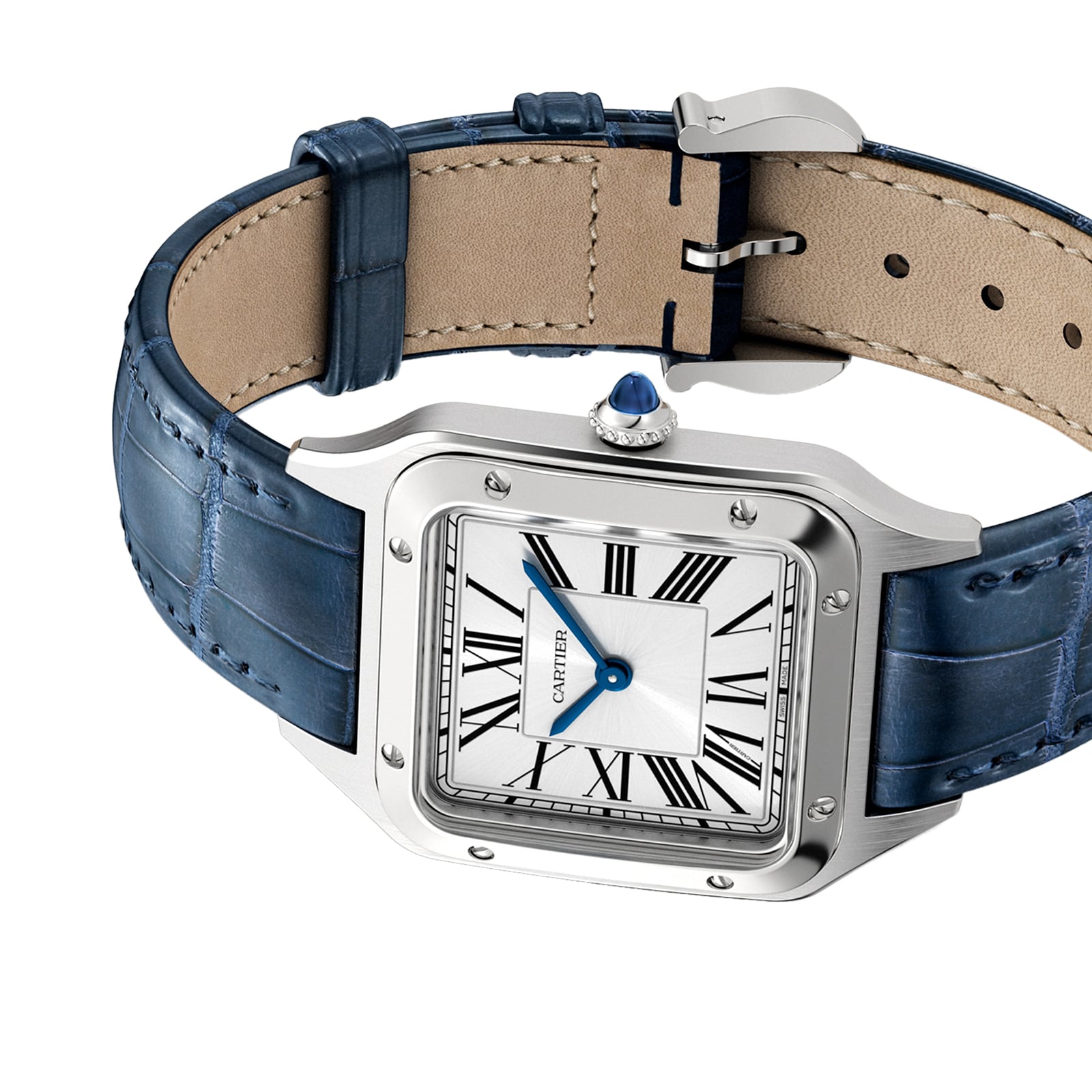 Santos-Dumont | 27mm, Stainless Steel, Alligator Leather, Silver Dial