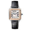 Santos-Dumont | 27mm, Two-Tone Stainless Steel & 18K Rose Gold, Alligator Leather, Silver Dial