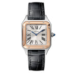 Santos-Dumont | 27mm, Two-Tone Stainless Steel & 18K Rose Gold, Alligator Leather, Silver Dial