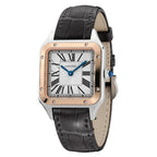 Santos-Dumont | 27mm, Two-Tone Stainless Steel & 18K Rose Gold, Alligator Leather, Silver Dial