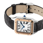 Santos-Dumont | 27mm, Two-Tone Stainless Steel & 18K Rose Gold, Alligator Leather, Silver Dial