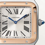Santos-Dumont | 27mm, Two-Tone Stainless Steel & 18K Rose Gold, Alligator Leather, Silver Dial