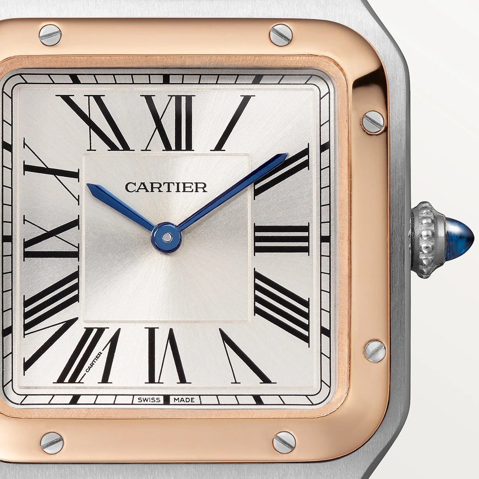 Santos-Dumont | 27mm, Two-Tone Stainless Steel & 18K Rose Gold, Alligator Leather, Silver Dial