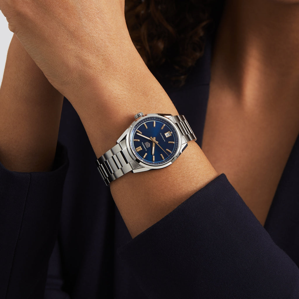 Carrera Date | 36mm, Stainless Steel, Blue Dial