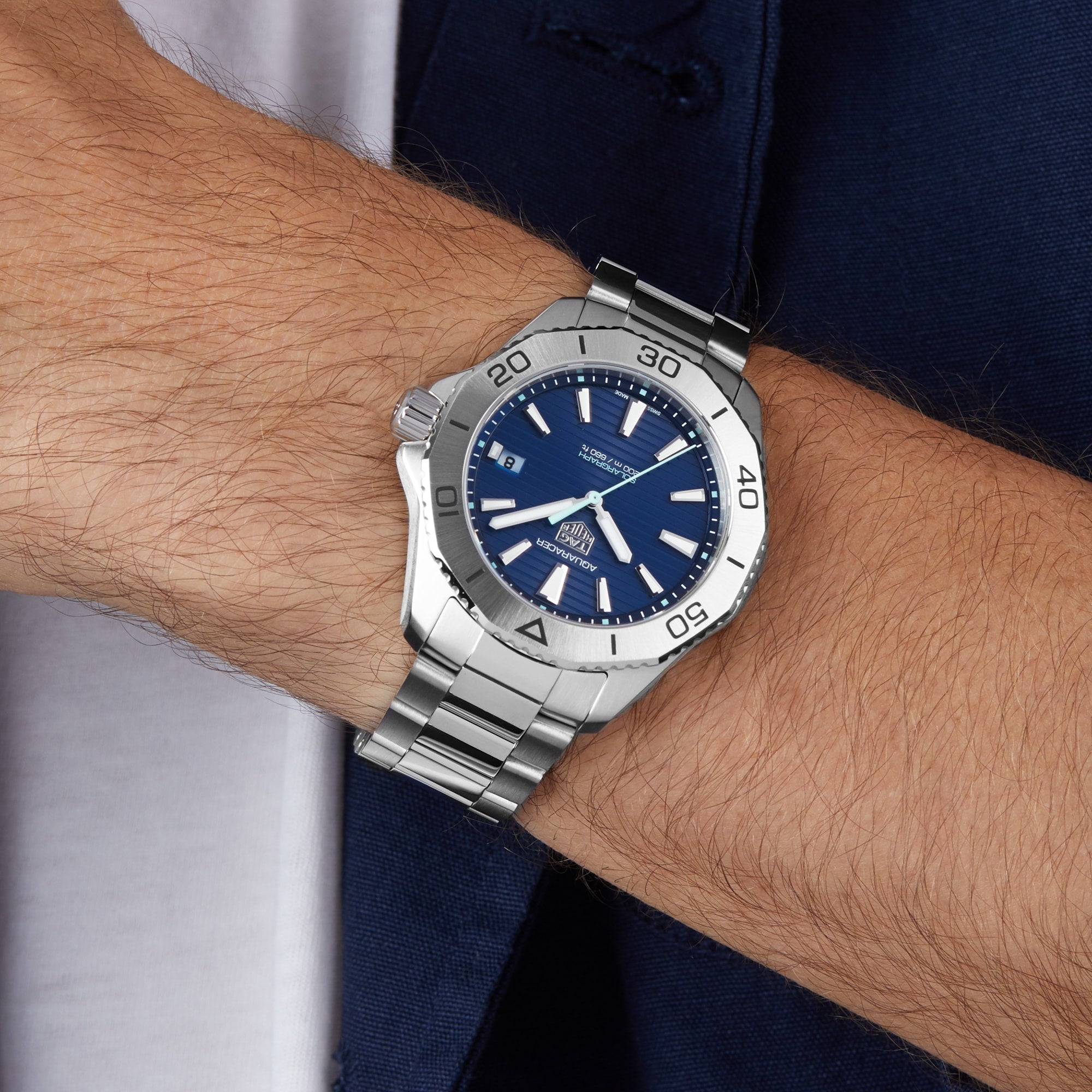 Aquaracer 200 Professional Solargraph | 40mm, Stainless Steel, Blue Dial