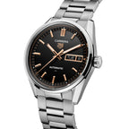 Carrera Day-Date | 41mm, Stainless Steel, Black & Rose Gold Dial
