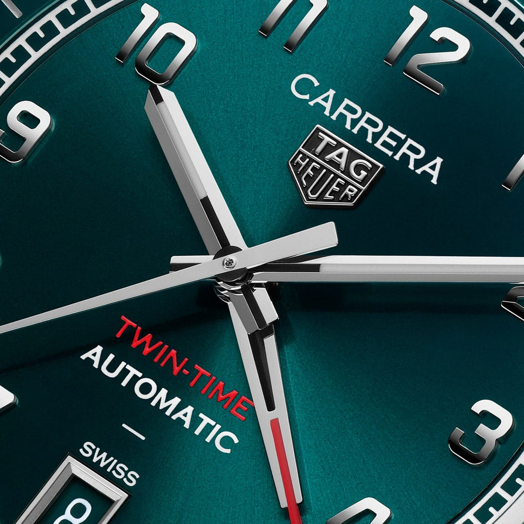 Carrera Date Twin-Time | 41mm, Stainless Steel, Green Dial
