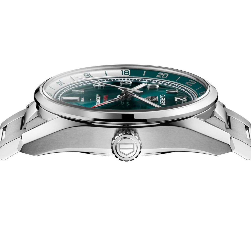 Carrera Date Twin-Time | 41mm, Stainless Steel, Green Dial