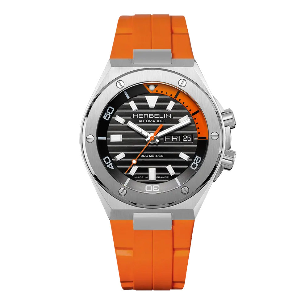 Herbelin Cap Camarat Diver Automatic Men's Orange Silver Watch