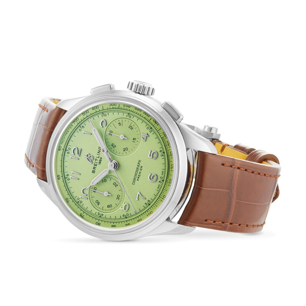Premier B09 Chronograph 40 | 40mm, Alligator Leather, Green Dial