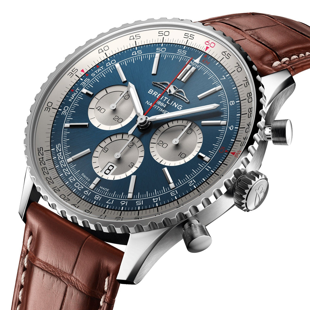 Navitimer B01 Chronograph 46 | 46mm, Alligator Leather, Blue Dial