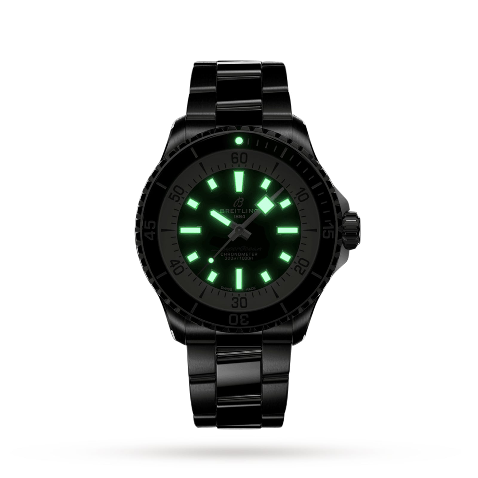 Superocean Automatic 42 | 42mm, Stainless Steel, Black Dial, Black Bezel