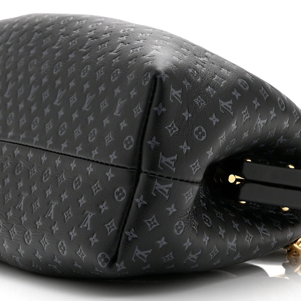 Calfskin Nanogram Embossed Clutch Black