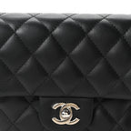 Calfskin Quilted CC Uniform Flap Belt Bag Black