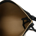 Canvas Calfskin Medium Lina Crossbody Bag Black Honey