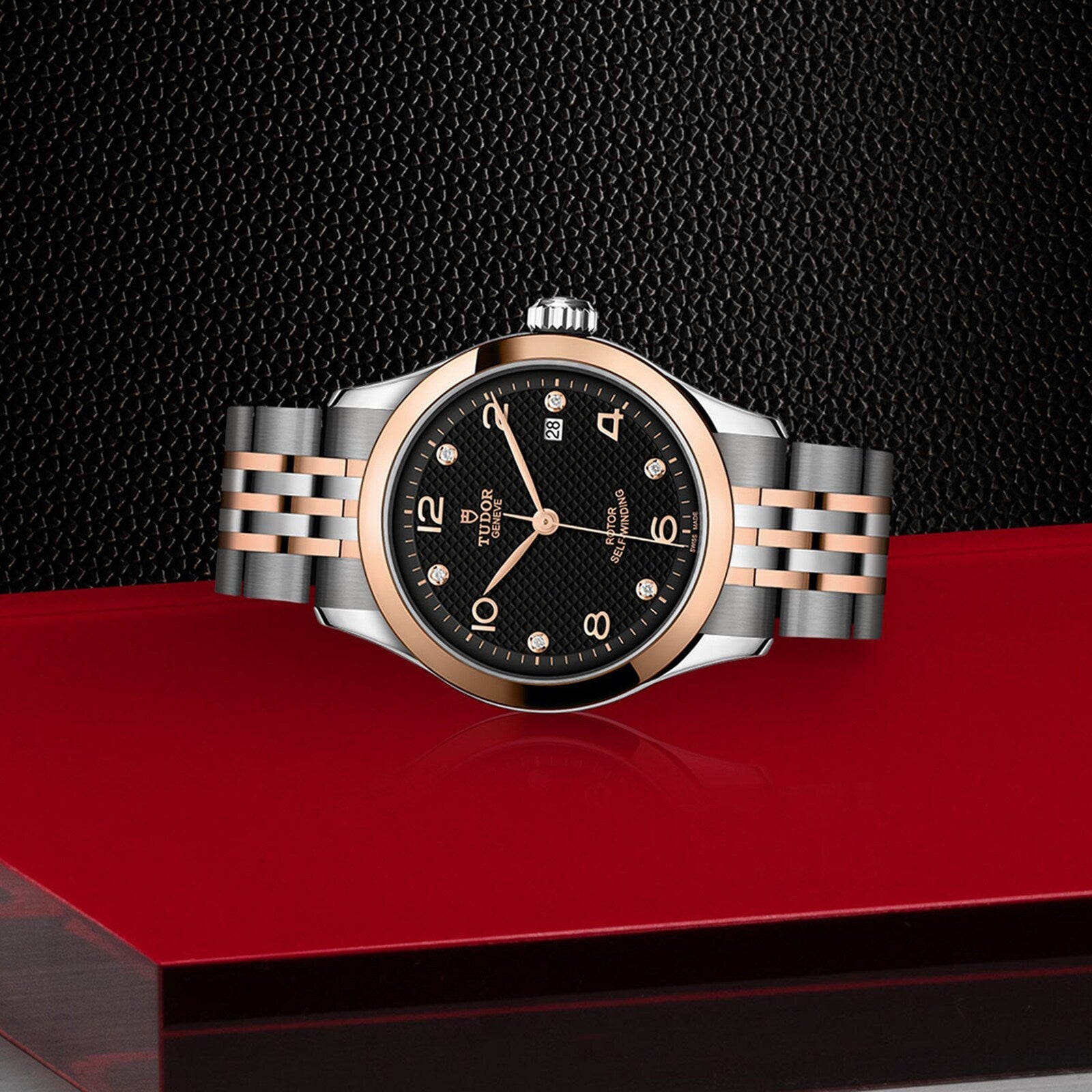 1926 | 28mm, Two-Tone Stainless Steel & 18K Rose Gold, Black Dial