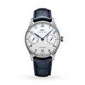 Portugieser Automatic | 42.3mm, Blue Alligator Leather Strap, White Dial