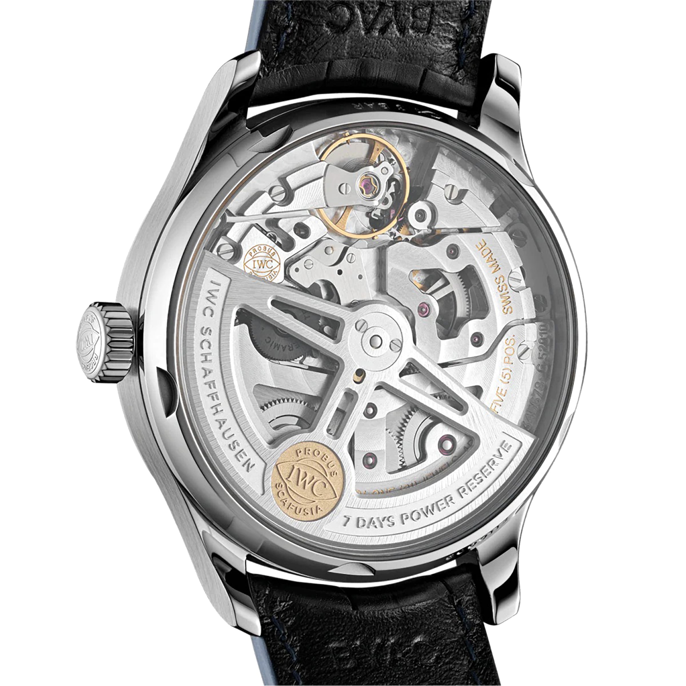Portugieser Automatic | 42.3mm, Blue Alligator Leather Strap, White Dial